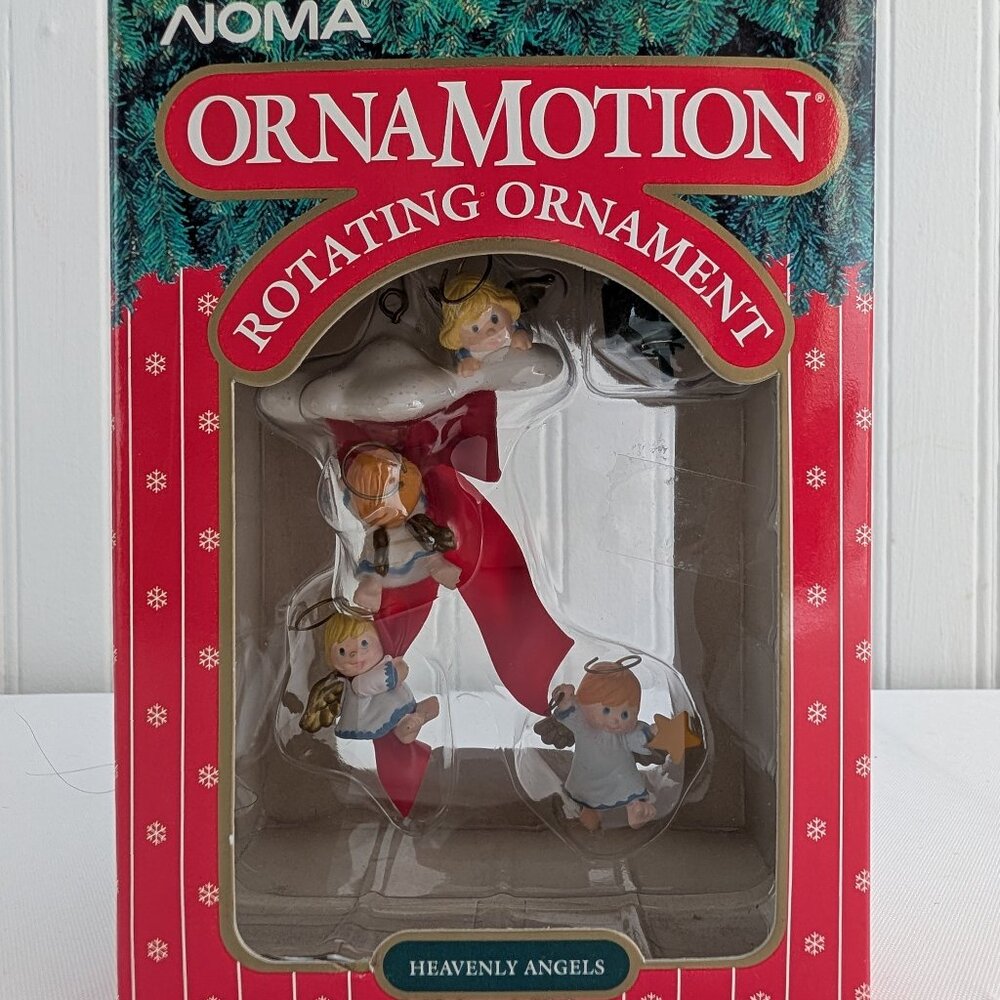 Vintage Noma Ornamotion Rotating Ornament Heavenly Angels 1989 New #2385